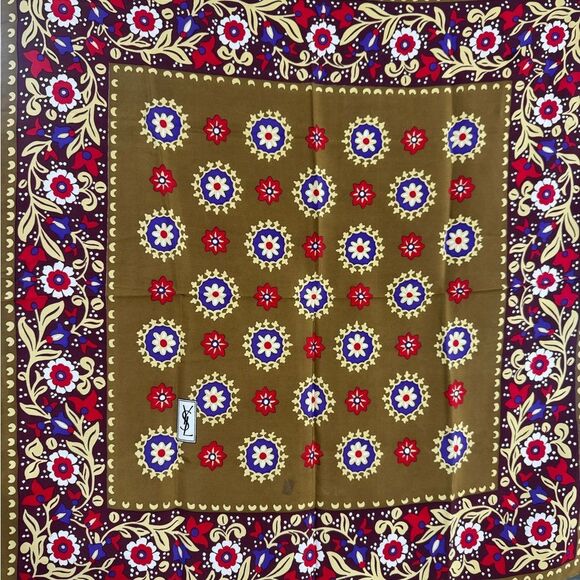 YSL Yves Saint Laurent Silk Floral Patterned Scarf - Picture 3 of 6
